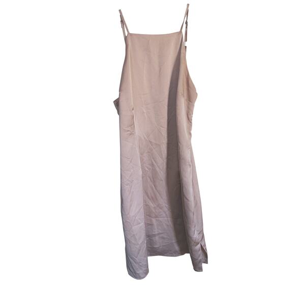 Abercrombie & Fitch High-Neck Strappy Satin Mini Dress Beige Small Quiet Luxury - Picture 2 of 7